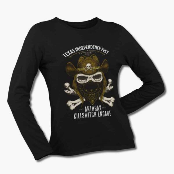 Anthrax Killswitch Engage Long Sleeve T-Shirt, Anthrax Killswitch Engage Texas Independence Fest Black Longsleeve Tee Shirt