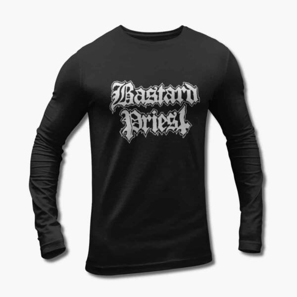 Bastard Priest Band Long Sleeve T-Shirt, Bastard Priest Logo Black Longsleeve Tee Shirt