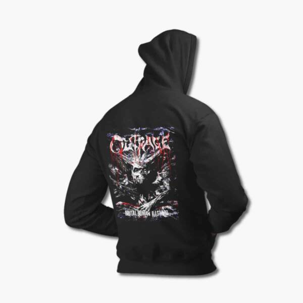 Outrage Band Hoodie, Outrage Brutal Human Bastard Black Hooded Sweatshirt