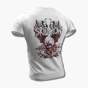 Skid Row Band T-Shirt, SkidRow Skull Artwork White Tee Shirt