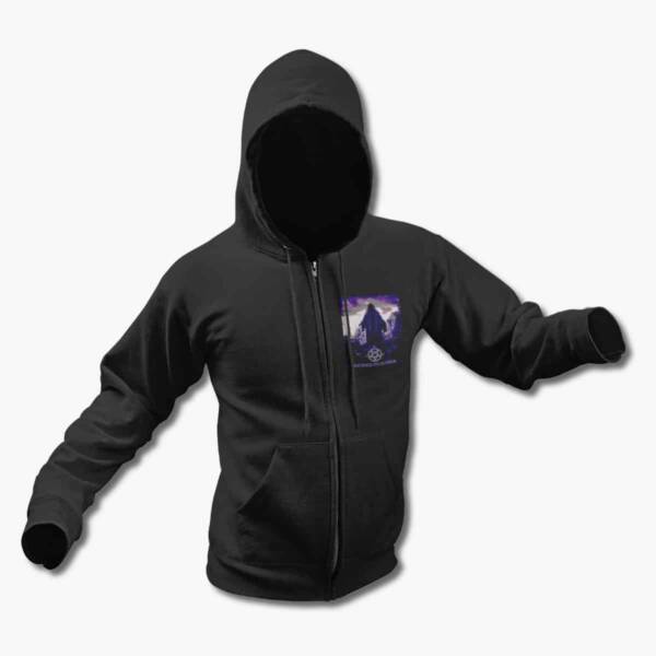 Destined to Suffer Band Zip Up Hoodie, Destined to Suffer Artwork Black Zipper Hooded Sweatshirt, Black Metal Merchandise