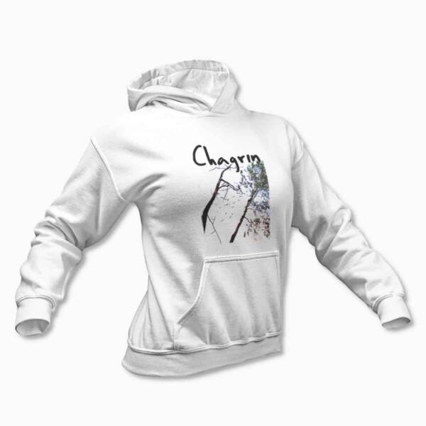 Chagrin Cold Emptiness White Hoodie, Black Metal Merchandise