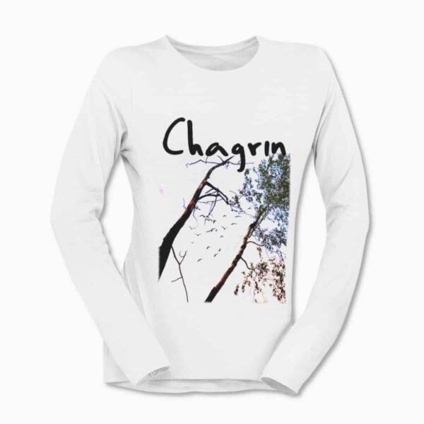 Chagrin Cold Emptiness White Long Sleeve T-Shirt, Black Metal Merchandise - Image 2