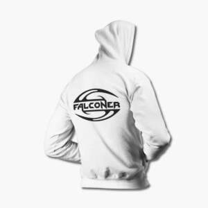 Falconer Zip Up Hoodie, Falconer Band Logo White Zip Hoodie, Folk Metal, Power Metal Merchandise