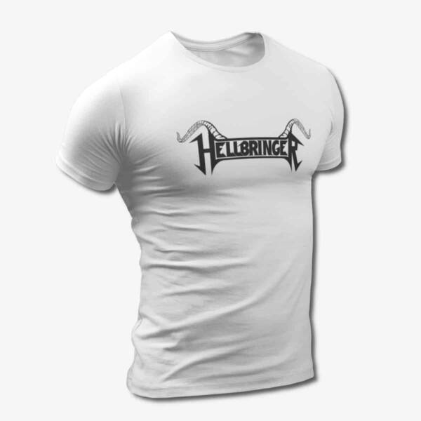 Hellbringer T-Shirt, Hellbringer Band Logo White Tee Shirt, Thrash Metal Merchandise