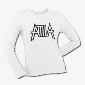 Attila Long Sleeve T-Shirt, Attila Band Logo White Longsleeve Tee Shirt, Power Metal Merchandise