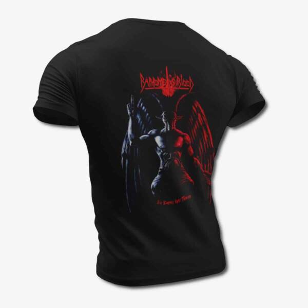 Baphomets Blood T-Shirt, Baphomet's Blood In Satan We Trust Black Tee Shirt, Speed Metal Merchandise
