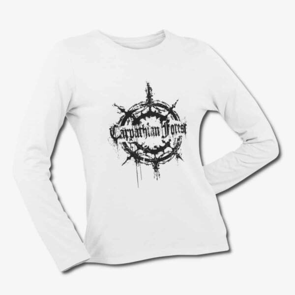 Carpathian Forest Long Sleeve T-Shirt, Carpathian Forest Logo White Longsleeve Tee Shirt, Black Metal Merchandise