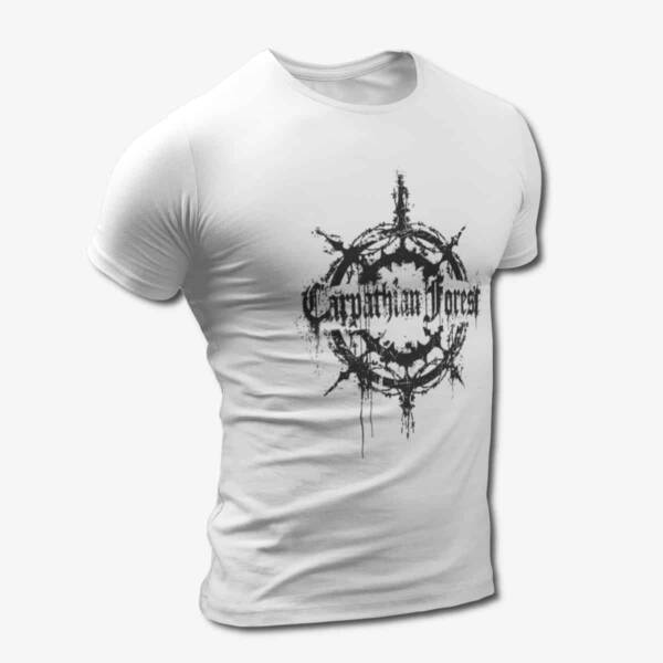 Carpathian Forest T-Shirt, Carpathian Forest Logo White Tee Shirt, Black Metal Merchandise