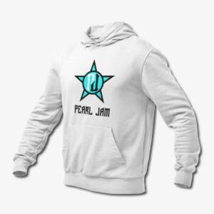 Pearl Jam Hoodie, Pearl Jam Logo White Hoodie, Hard Rock Merchandise