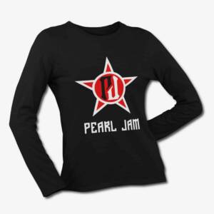 Pearl Jam Long Sleeve T-Shirt, Pearl Jam Logo Black Longsleeve Tee Shirt, Hard Rock Merchandise