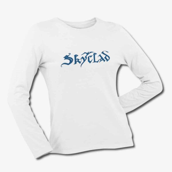 Skyclad Long Sleeve T-Shirt, Skyclad Logo White Longsleeve Tee Shirt, Folk Metal Merchandise
