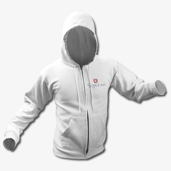 Skyclad Zip Up Hoodie, Skyclad Logo White Zip Hoodie, Folk Metal Merchandise
