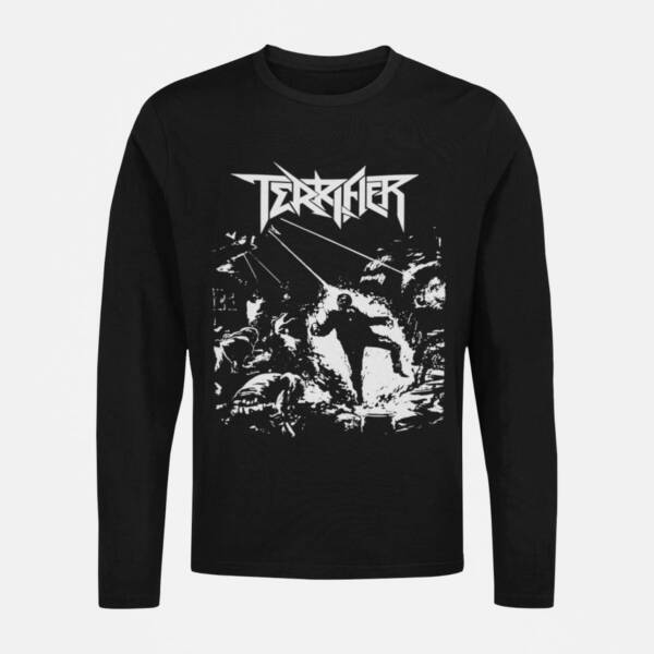 Terrifier Long Sleeve T-Shirt, Terrifier Weapons of Thrash Destruction Black Longsleeve Tee Shirt, Thrash Metal Merchandise