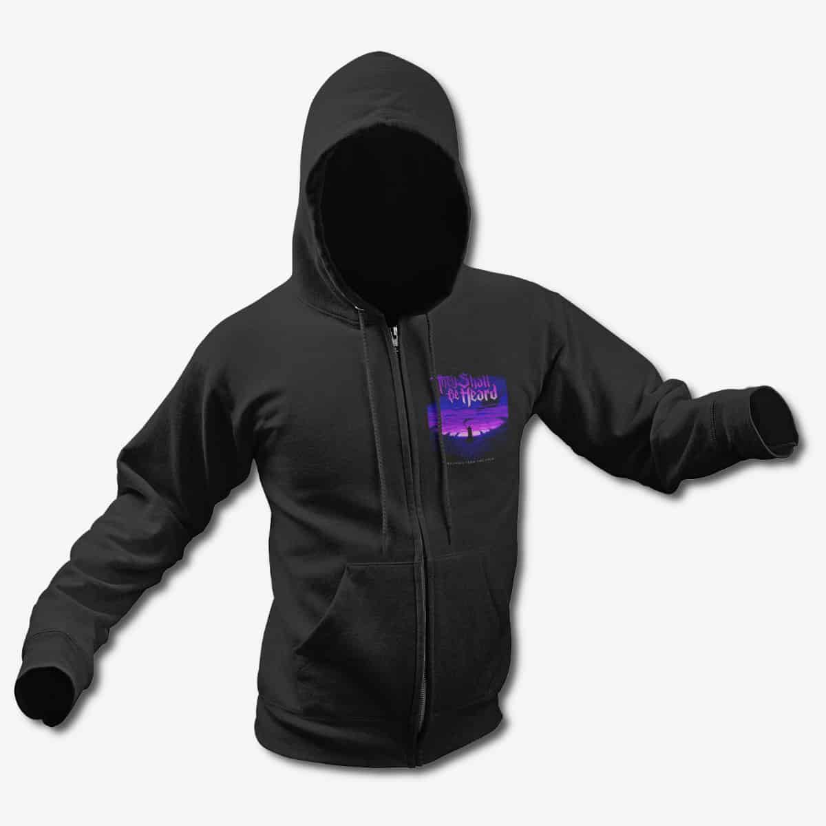They Shall Be Heard Zip Up Hoodie, They Shall Be Heard Whispers from the Void Black Zip Hoodie, Metalcore Merchandise