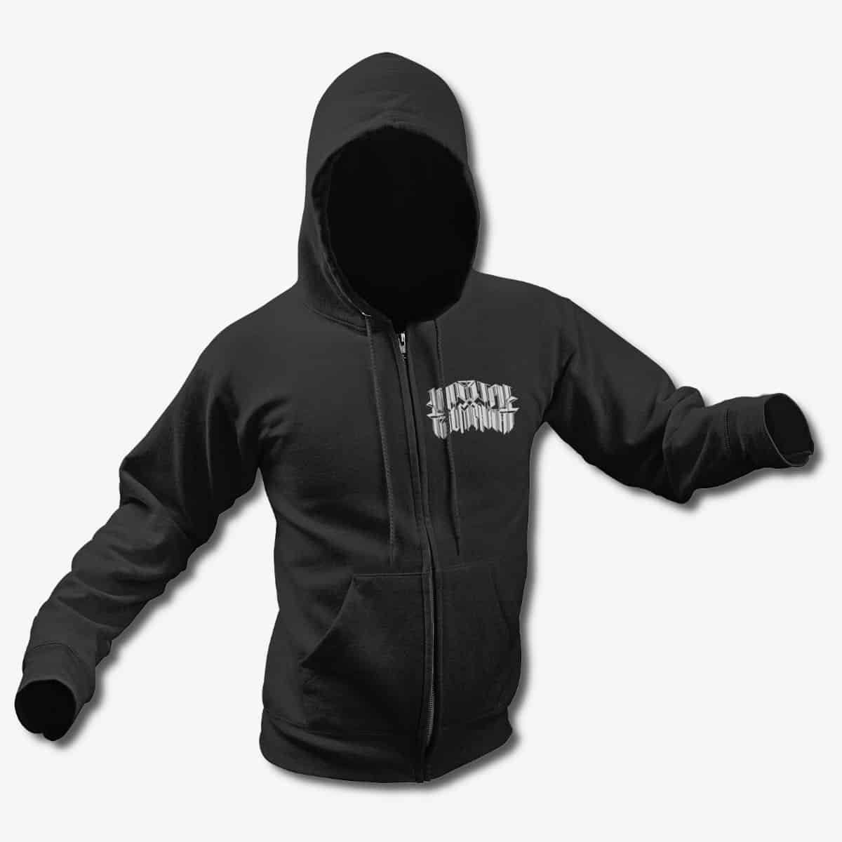Imperial Triumphant Zip Up Hoodie, Imperial Triumphant Trio Black Zip Hoodie, Technical Black Metal Merchandise - Image 2