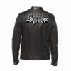 Black Leather Jacket with Anthrax Logo Back Patch, Thrash Metal, Groove Metal Merchandise, 1_