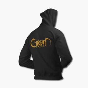 Crom Zip Hoodie, Crom Logo Black Zipper Hoodie