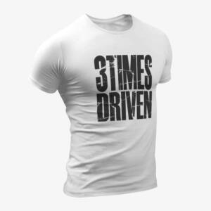 3 Times Driven T-Shirt, 3 Times Driven Logo White T-Shirt