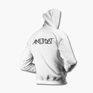 Amethyst Zip Hoodie, Amethyst Logo White Zipper Hoodie