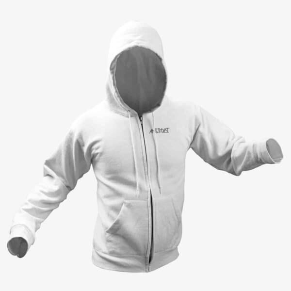Amethyst Zip Hoodie, Amethyst Logo White Zipper Hoodie