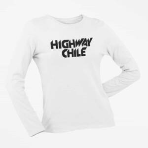 Highway Chile Long Sleeve T-Shirt, Highway Chile Logo White Long Sleeve T-Shirt