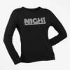 Night Long Sleeve T-Shirt, Night Logo Black Long Sleeve T-Shirt