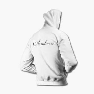 Ambeon Zip Hoodie, Ambeon Logo White Zipper Hoodie