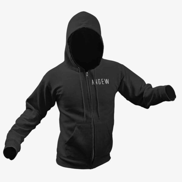 Angew Zip Hoodie, Angew Logo Black Zipper Hoodie