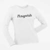 Angwish Long Sleeve T-Shirt, Angwish Logo White Long Sleeve T-Shirt