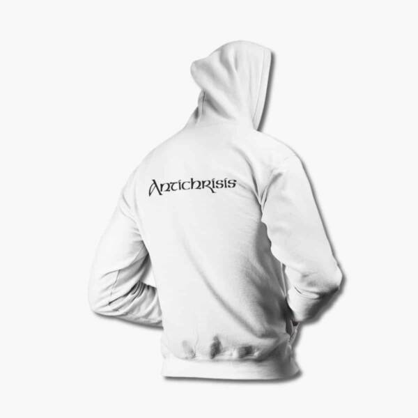 Antichrisis Zip Hoodie, Antichrisis Logo White Zipper Hoodie
