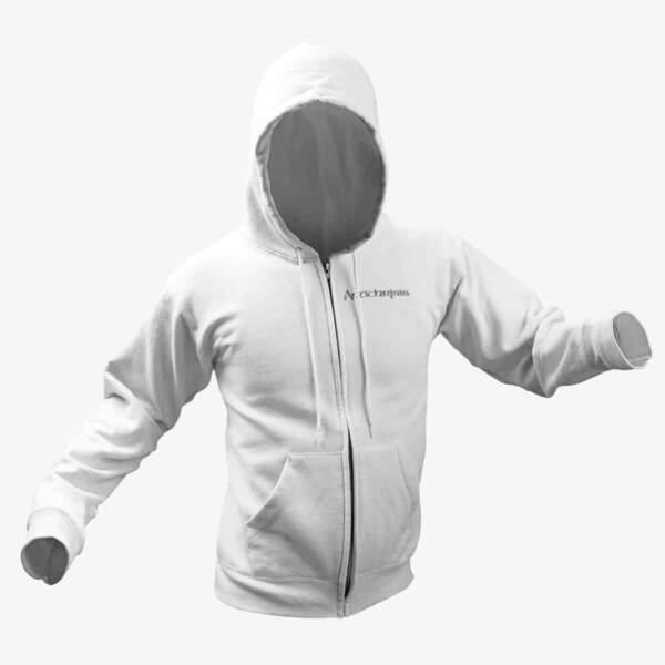 Antichrisis Zip Hoodie, Antichrisis Logo White Zipper Hoodie