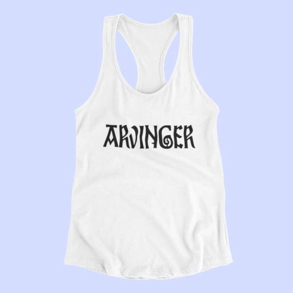Arvinger Tank Top, Arvinger Band Logo White Tank Top Shirt, Black Metal Merchandise