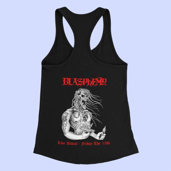 Blasphemy Tank Top, Blasphemy Friday the 13th Black Tank Top Shirt, Black Metal Merchandise - Image 2