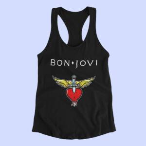 Bon Jovi Tank Top, Bon Jovi Band Logo Black Tank Top Shirt, Hard Rock Merchandise