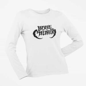 Bone Church Long Sleeve T-Shirt, Bone Church Logo White Long Sleeve T-Shirt