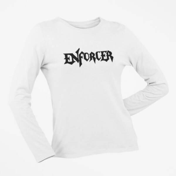 Enforcer Long Sleeve T-Shirt, Enforcer Logo White Long Sleeve T-Shirt