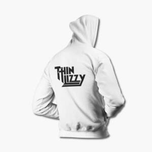 Thin Lizzy Zip Hoodie, Thin Lizzy Logo White Zipper Hoodie