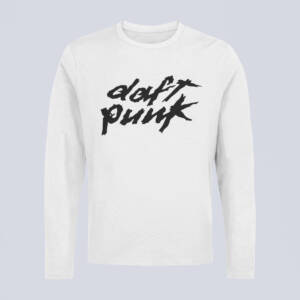 Daft Punk Longsleeve T-Shirt, Daft Punk Logo White Long Sleeve, Electronic Rock Merchandise
