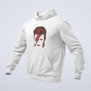 David Bowie Hoodie, David Bowie Artwork White Hoodie, Electronic Rock Merchandise