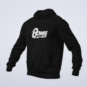 David Bowie Hoodie, David Bowie Logo Black Hoodie, Electronic Rock Merchandise