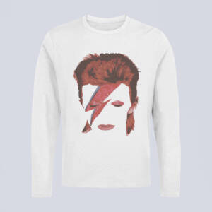 David Bowie Longsleeve T-Shirt, David Bowie Artwork White Long Sleeve, Electronic Rock Merchandise