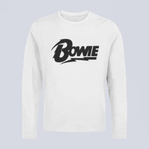 David Bowie Longsleeve T-Shirt, David Bowie Logo White Long Sleeve, Electronic Rock Merchandise