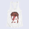 David Bowie Tank Top, David Bowie Artwork White Tank Top Shirt, Electronic Rock Merchandise