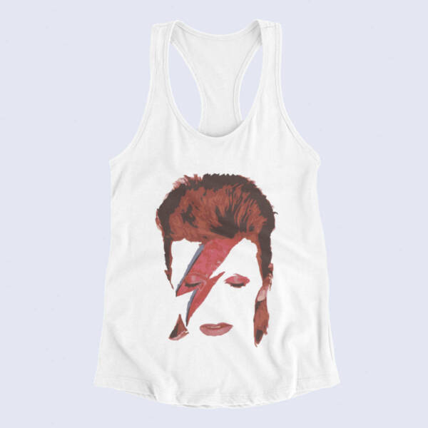 David Bowie Tank Top, David Bowie Artwork White Tank Top Shirt, Electronic Rock Merchandise