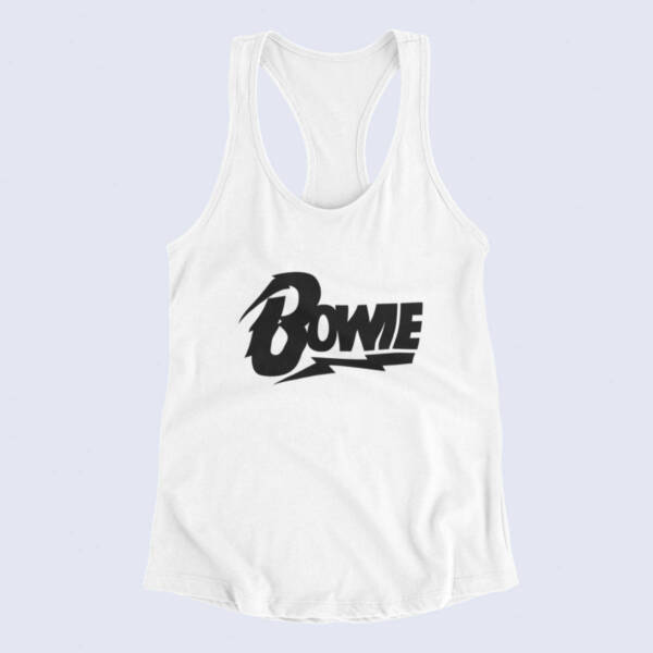 David Bowie Tank Top, David Bowie Logo White Tank Top Shirt, Electronic Rock Merchandise