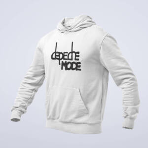 Depeche Mode Hoodie, Depeche Mode Band Logo White Hoodie, Alternative Rock Merchandise