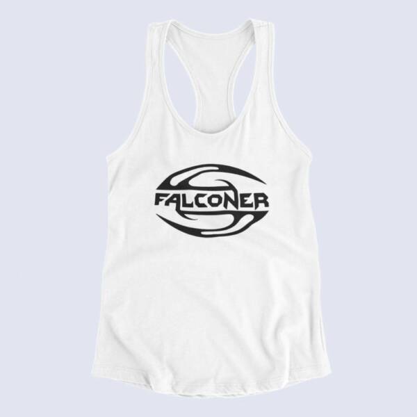 Falconer Tank Top, Falconer Band Logo White Tank Top Shirt, Power Metal Merchandise