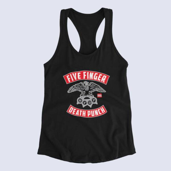 Five Finger Death Punch Back Tank Top, 5FDP Band Logo Black Tank Top Shirt, Metalcore Merchandise
