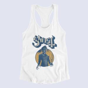 Ghost Tank Top, Ghost Artwork White Tank Top Shirt, Doom Metal, Heavy Metal Merchandise